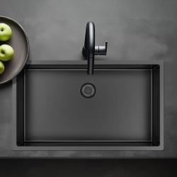 Pure.Sink Exclusivo suuri Gun metal -allas 70x40 cm 10mm säde alapuolella, tasoon upotettava ja päälle asennettava PEX7040-61