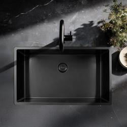 Pure.Sink Exclusivo suuri Gun metal -allas 70x40 cm 10mm säde alapuolella, tasoon upotettava ja päälle asennettava PEX7040-61
