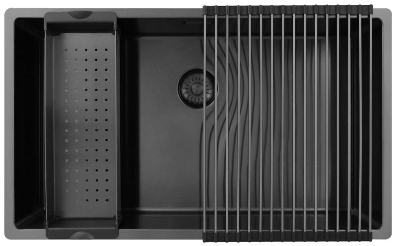 Pure.Sink Exclusivo large Gun metal sink 70x40 cm 10mm radius undermount, flush mount and top mount PEX7040-61