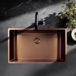 Pure.Sink Exclusivo suuri kuparinen tiskiallas 70x40 cm 10mm säde alapuolella, tasoon upotettava ja päälle asennettava PEX7040-62
