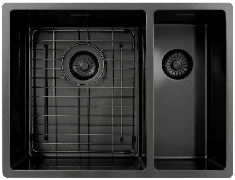 Pure.Sink Exclusivo Gun Metal 1,5 puolikas allas 34+18 cm 10mm säde PEX341840-61