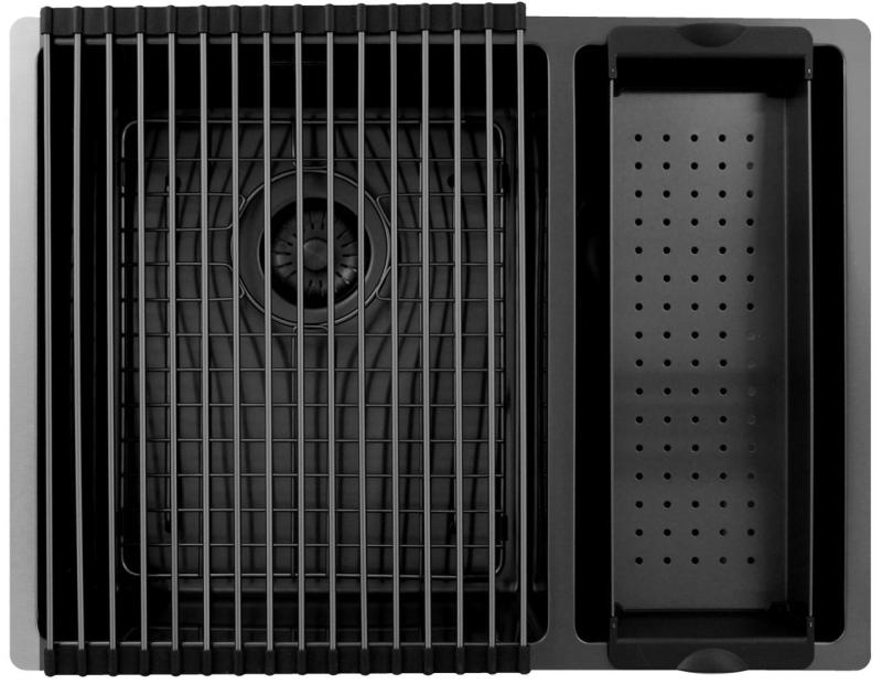 Pure.Sink Exclusivo Gun Metal 1,5 puolikas allas 34+18 cm 10mm säde PEX341840-61