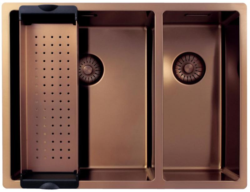 Pure.Sink Exclusivo Copper 1.5 one and a half bowl sink 34+18 cm 10mm radius PEX341840-62