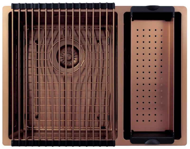 Pure.Sink Exclusivo Copper 1.5 one and a half bowl sink 34+18 cm 10mm radius PEX341840-62