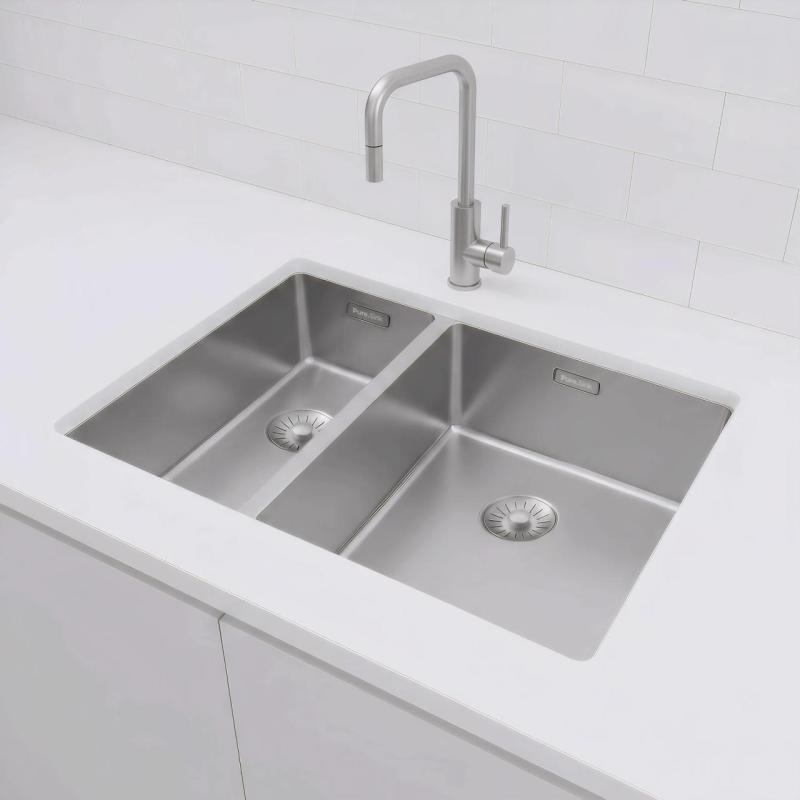 Pure.Sink Exclusivo Stainless Steel 1.5 one and a half sink 18+34 cm 10mm radius PEX183440-02