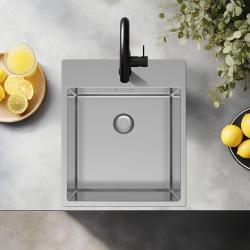 Pure.Sink Exclusivo RVS-allas 44x52 cm Tapwing hanareiän kanssa 10mm säde PEX4040T-02