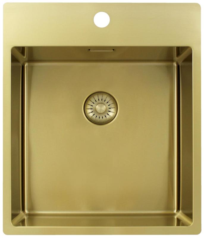 Pure.Sink Exclusivo Gold Sink 44x52 cm Tapwing with faucet hole bench 10mm radius PEX4040T-60