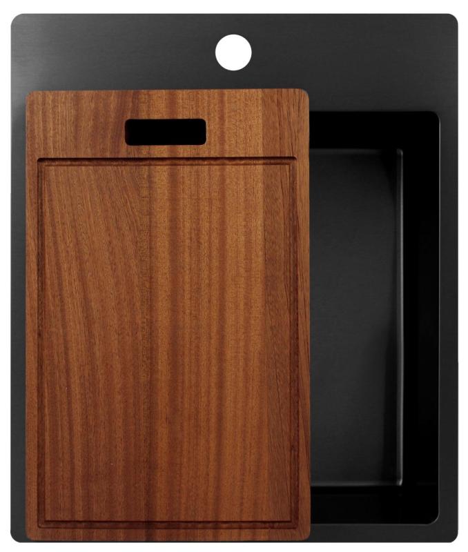 Pure.Sink Exclusivo Gun Metal sink 44x52 cm Tapwing with faucet hole bench 10mm radius PEX4040T-61