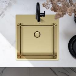 Pure.Sink Exclusivo Kultainen tiskiallas 49x52 cm Tapwing hanareiällä 10mm säde PEX4540T-60