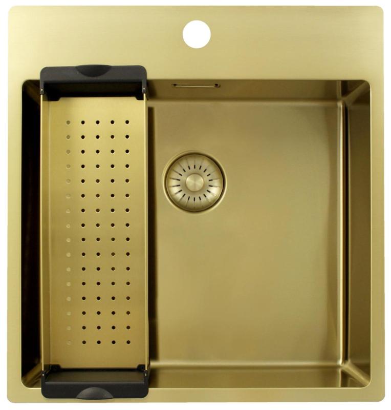 Pure.Sink Exclusivo Gold sink 49x52 cm Tapwing with faucet hole bank 10mm radius PEX4540T-60