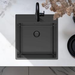 Pure.Sink Exclusivo Gun Metal tiskiallas 49x52 cm Tapwing hana-aukolla 10mm säde PEX4540T-61