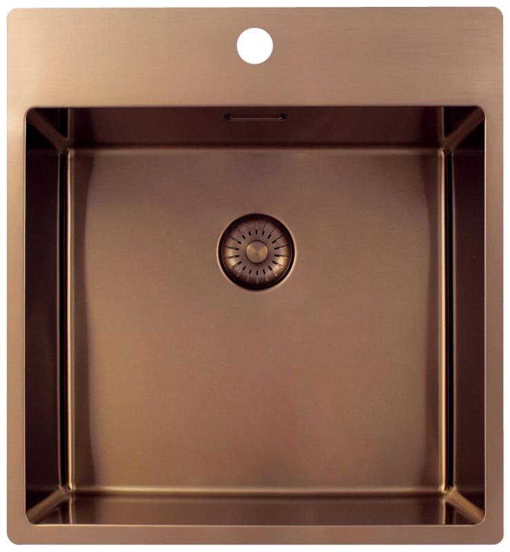 Pure.Sink Exclusivo Copper Sink 49x52 cm Tapwing with faucet hole bench 10mm radius PEX4540T-62