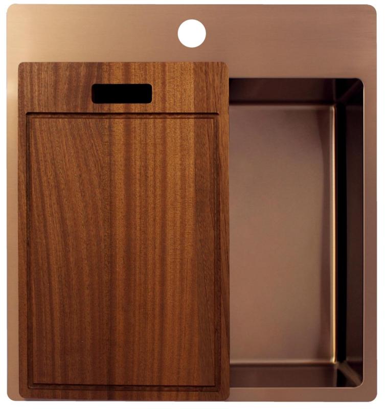 Pure.Sink Exclusivo Copper Sink 49x52 cm Tapwing with faucet hole bench 10mm radius PEX4540T-62