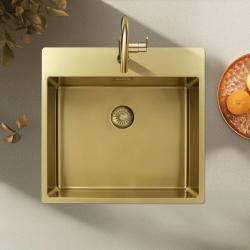 Pure.Sink Exclusivo Kultainen tiskiallas 54x52 cm Tapwing hanareiällä 10mm säde PEX5040T-60