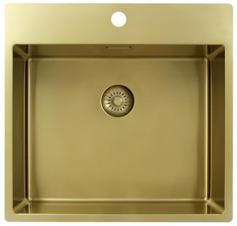 Pure.Sink Exclusivo Gold sink 54x52 cm Tapwing with tap hole bank 10mm radius PEX5040T-60