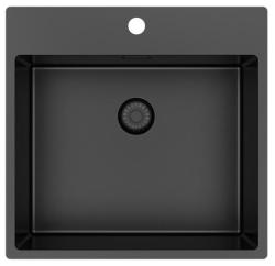 Pure.Sink Exclusivo Gun Metal -allas 54x52 cm Tapwing hanareiän kanssa 10mm säde PEX5040T-61