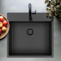 Pure.Sink Exclusivo Gun Metal -allas 54x52 cm Tapwing hanareiän kanssa 10mm säde PEX5040T-61