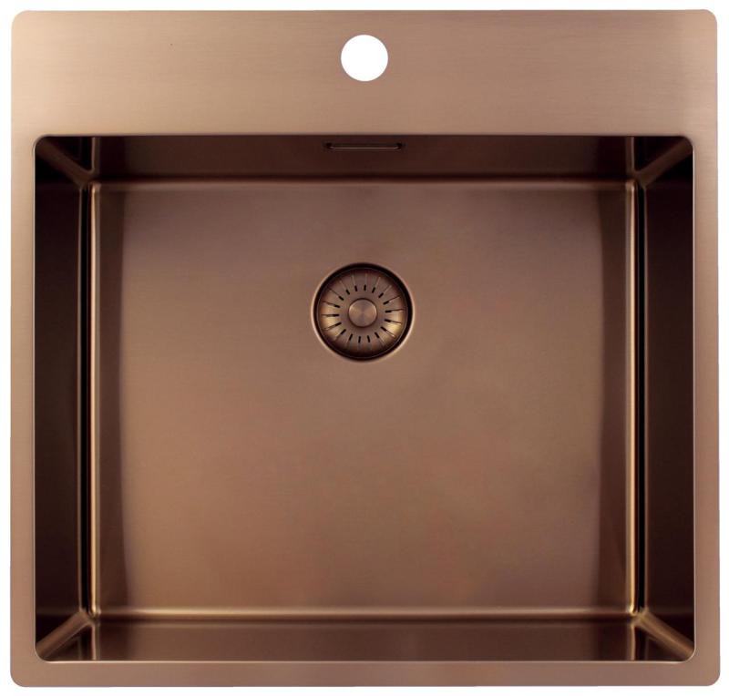 Pure.Sink Exclusivo Copper Sink 54x52 cm Tapwing with faucet hole bank 10mm radius PEX5040T-62