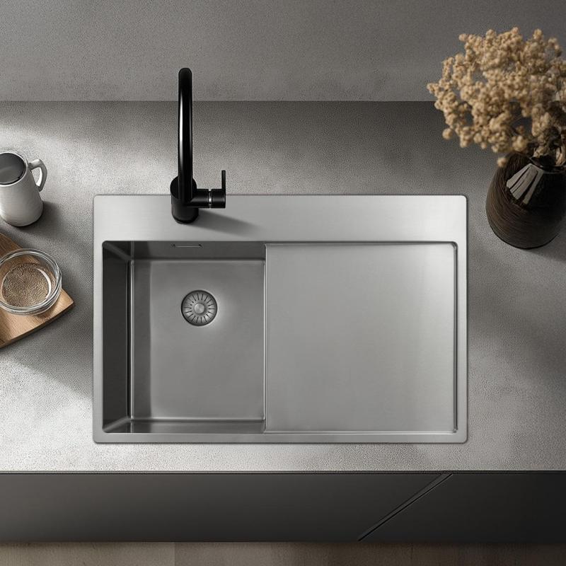 Pure.Sink Exclusivo Stainless Steel small sink with drainer 78x52 cm Tapwing left PEX3478LT-02
