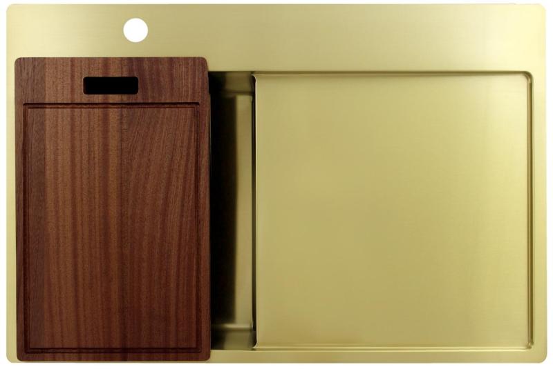 Pure.Sink Exclusivo Kultainen pieni pesuallas, jossa on tippakaukalo 78x52 cm Hana vasemmalla PEX3478LT-60