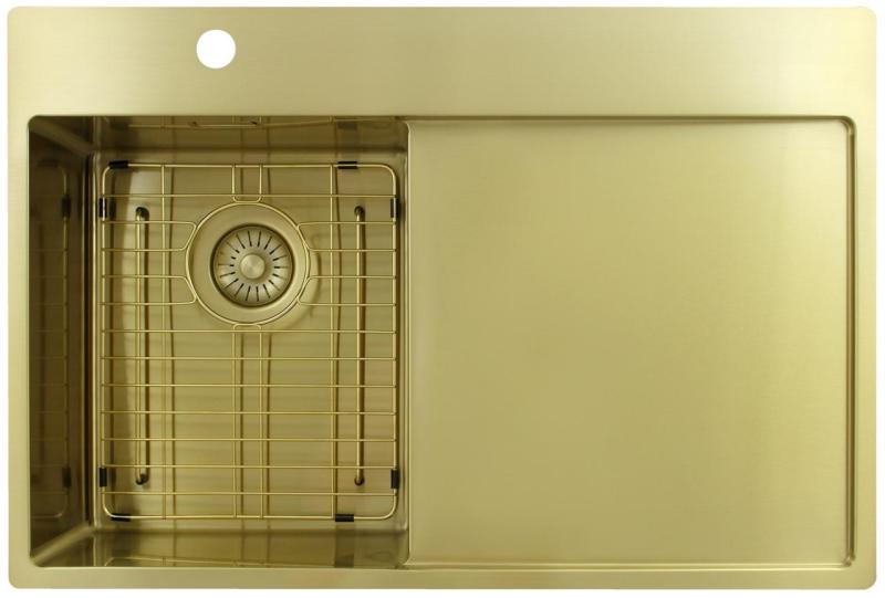 Pure.Sink Exclusivo Kultainen pieni pesuallas, jossa on tippakaukalo 78x52 cm Hana vasemmalla PEX3478LT-60