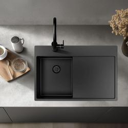 Pure.Sink Exclusivo Gun Metal pieni tiskiallas kuivausalueella 78x52 cm Tapwing vasemmalla PEX3478LT-61