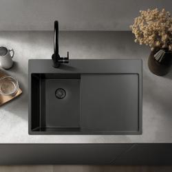 Pure.Sink Exclusivo Gun Metal pieni tiskiallas kuivausalueella 78x52 cm Tapwing vasemmalla PEX3478LT-61