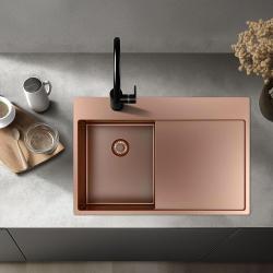 Pure.Sink Exclusivo Kuparinen pieni tiskiallas valutusalueella 78x52 cm Tapwing vasemmalla PEX3478LT-62