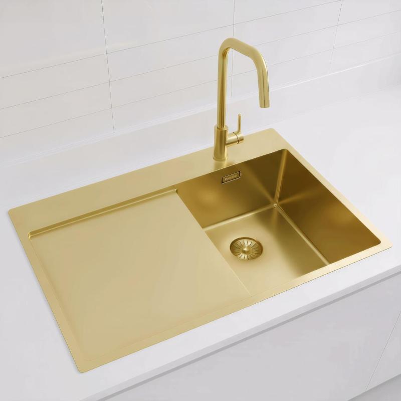 Pure.Sink Exclusivo Kultainen pieni pesuallas, jossa on tippakaukalo 78x52 cm Hana oikealla PEX3478RT-60