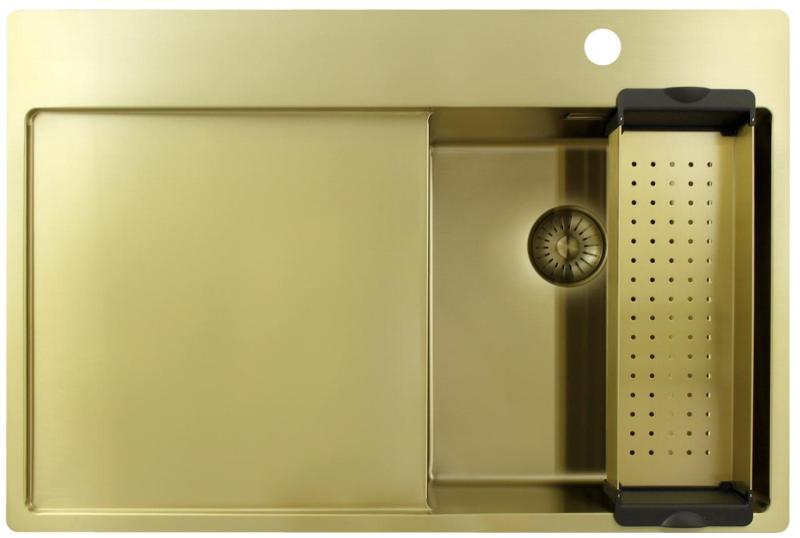 Pure.Sink Exclusivo Kultainen pieni pesuallas, jossa on tippakaukalo 78x52 cm Hana oikealla PEX3478RT-60