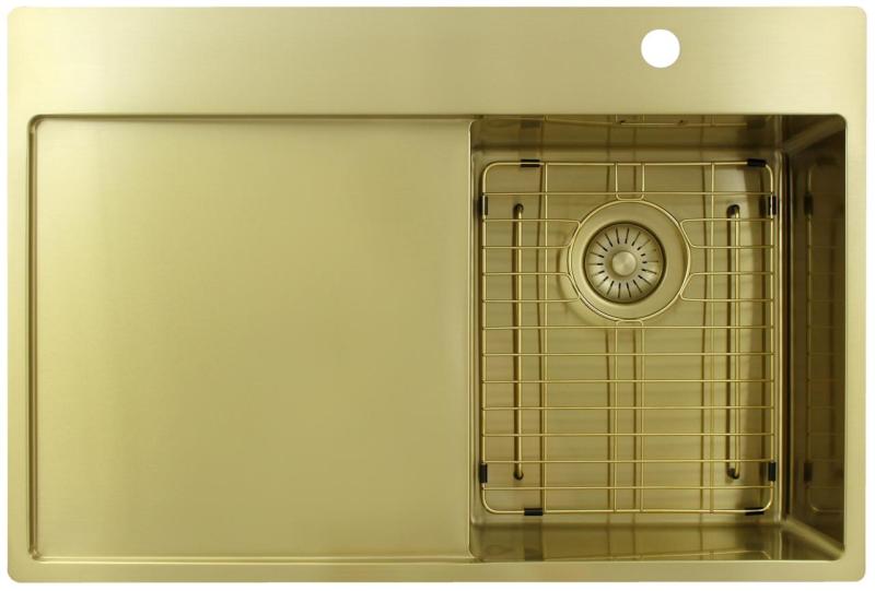 Pure.Sink Exclusivo Kultainen pieni pesuallas, jossa on tippakaukalo 78x52 cm Hana oikealla PEX3478RT-60