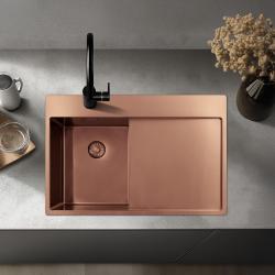 Pure.Sink Exclusivo Kuparinen pieni pesuallas tippuvedellä 78x52 cm Tapwing oikealla PEX3478RT-62