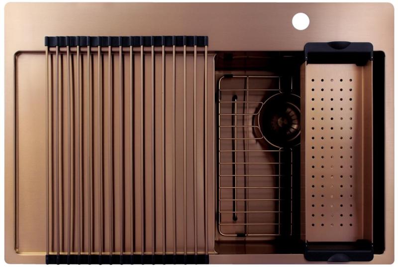 Pure.Sink Exclusivo Copper small sink with drainer 78x52 cm Tapwing right PEX3478RT-62