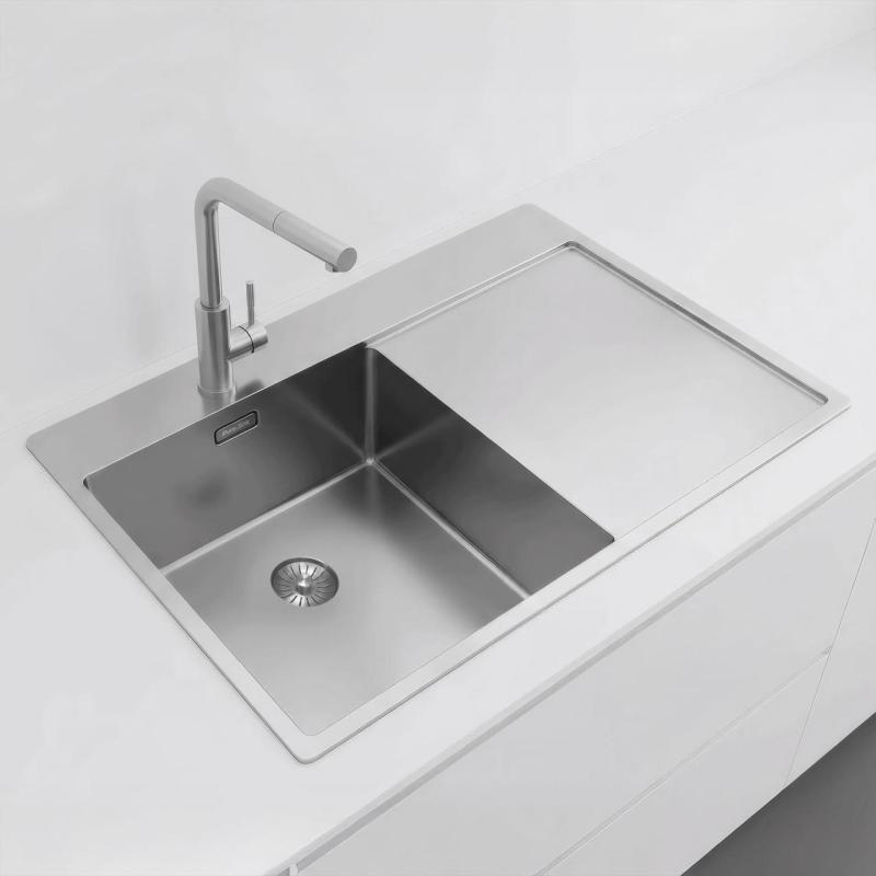 Pure.Sink Exclusivo Stainless Steel Sink with Draining Area 78x52 cm Tapwing left PEX4078LT-02