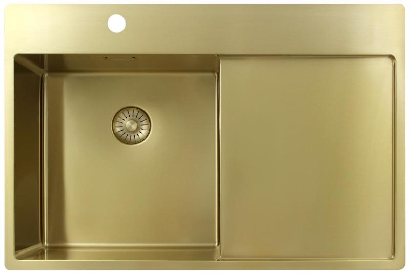 Pure.Sink Exclusivo Kultainen pesuallas ja tippualusta 78x52 cm Hana vasemmalla PEX4078LT-60