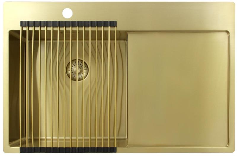 Pure.Sink Exclusivo Kultainen pesuallas ja tippualusta 78x52 cm Hana vasemmalla PEX4078LT-60