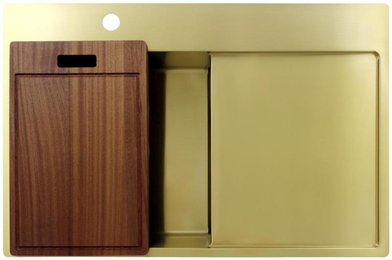 Pure.Sink Exclusivo Kultainen pesuallas ja tippualusta 78x52 cm Hana vasemmalla PEX4078LT-60