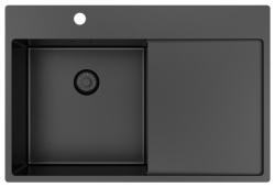 Pure.Sink Exclusivo Gun Metal -tiskiallas, jossa on tippuva osa, 78x52 cm, Tapwing vasemmalla, PEX4078LT-61