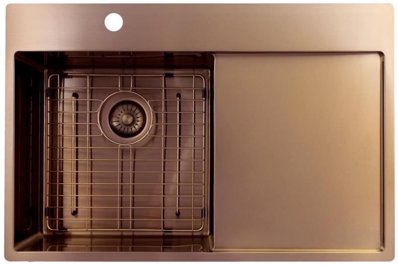 Pure.Sink Exclusivo Copper Sink with Draining Area 78x52 cm Left Tapwing PEX4078LT-62