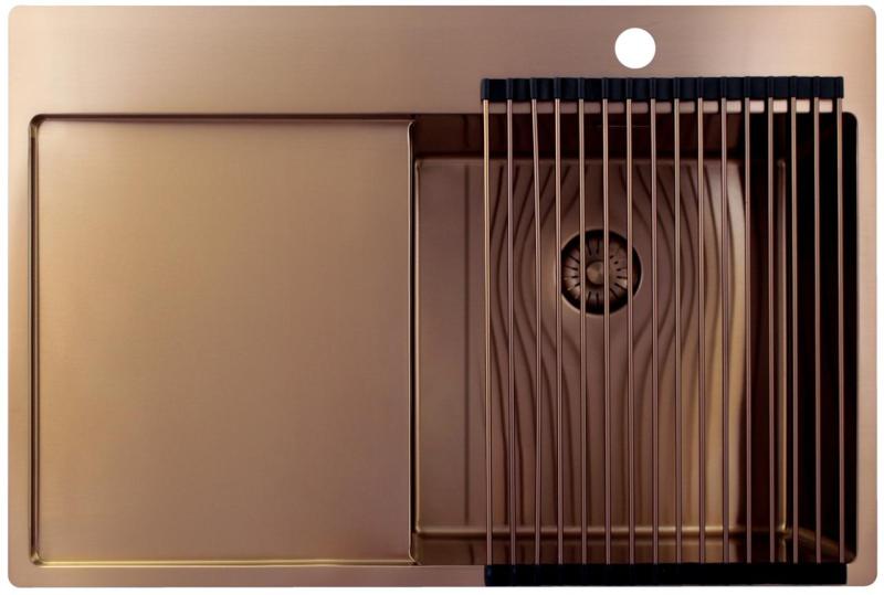 Pure.Sink Exclusivo Copper sink with draining area 78x52 cm Tapwing right PEX4078RT-62