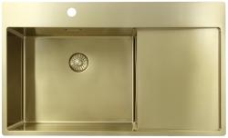 Pure.Sink Exclusivo kultainen tiskiallas, jossa on valutusalue 86x52 cm Tapwing vasemmalla PEX5086LT-60
