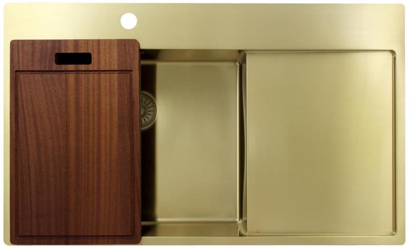 Pure.Sink Exclusivo Kultainen pesuallas ja tippualusta 86x52 cm Hana vasemmalla PEX5086LT-60