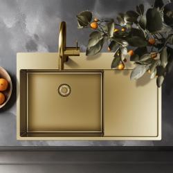 Pure.Sink Exclusivo Kultainen tiskiallas valutusalueella 86x52 cm Tapwing oikealla PEX5086RT-60
