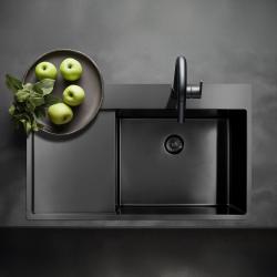 Pure.Sink Exclusivo Gun Metal -tiskiallas ja tippuva osa 86x52 cm Tapwing oikea PEX5086RT-61