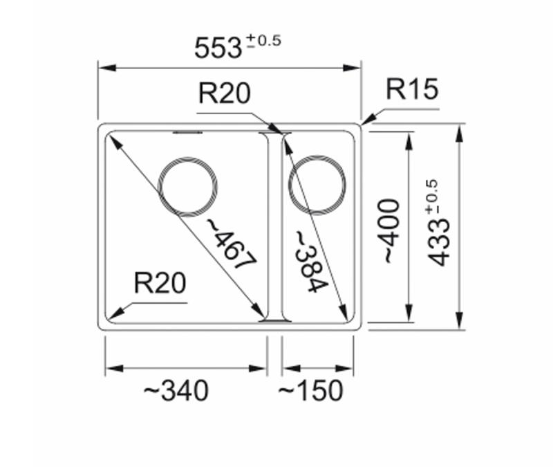 Franke Maris MRG 160-34-15 Fragranite Coffee cream sink Left undermount 125.0725.663
