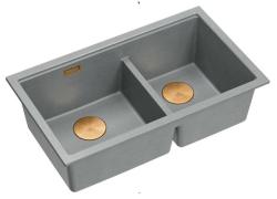 Quadri Newport II Kaksois Harmaa Graniitti Päällekkäinen Tiskiallas 76x45 cm Kuparitulpalla 1208971360