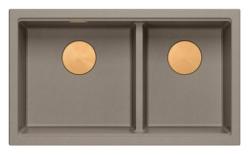 Quadri Newport II Tupla Taupe Graniitti Päälle asennettava Tiskiallas 76x45 cm Kuparisen tulpan kanssa 1208971362