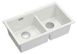 Quadri Newport II Kaksoisvalkoinen Graniitti Tasoon Asennettava Pesuallas 76x45 cm Ruostumattomalla Teräksellä Tukkeutunut 1208971368