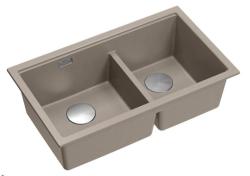 Quadri Newport II Tupla Taupe Graniitti Päälle Asennettava Tiskiallas 76x45 cm RST tulppa 1208971372