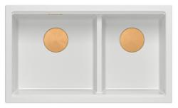 Quadri Newport II Kaksoisvalkoinen Graniittiallas 702 x 390 mm Kuparisella tulppalla 1208971373